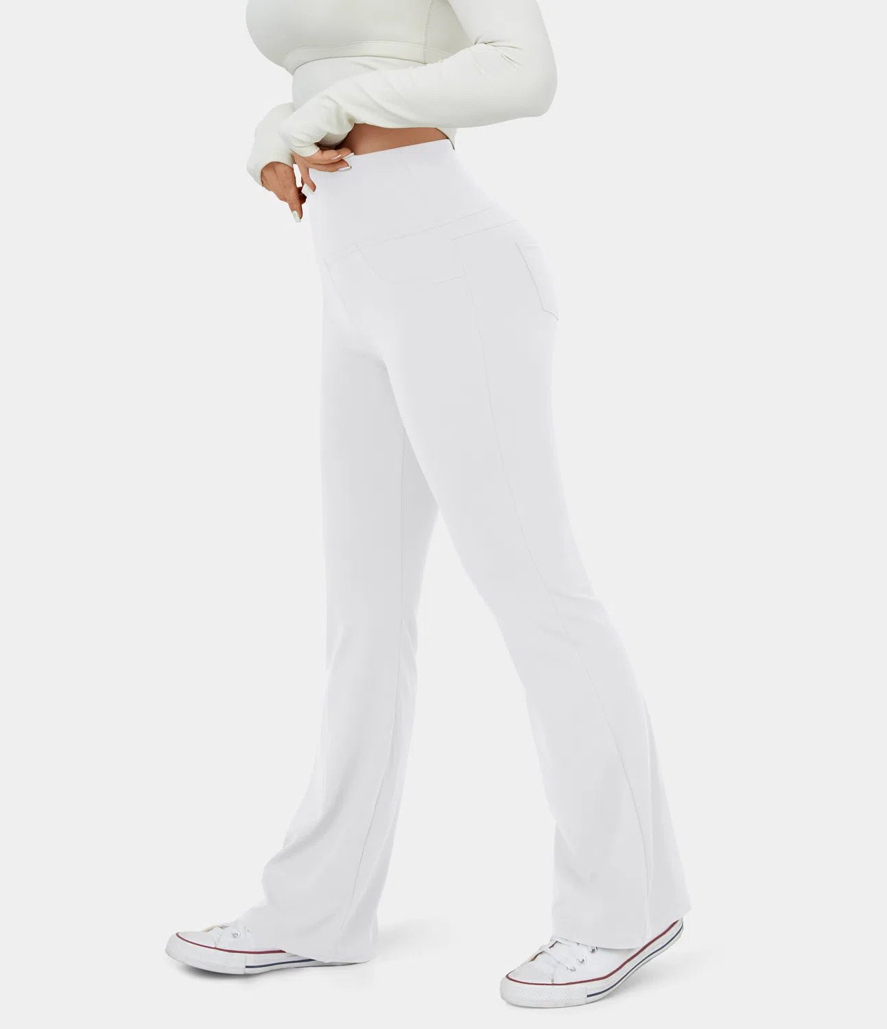 High Waisted Back Pocket Flare Yoga Leggings - Lixoval