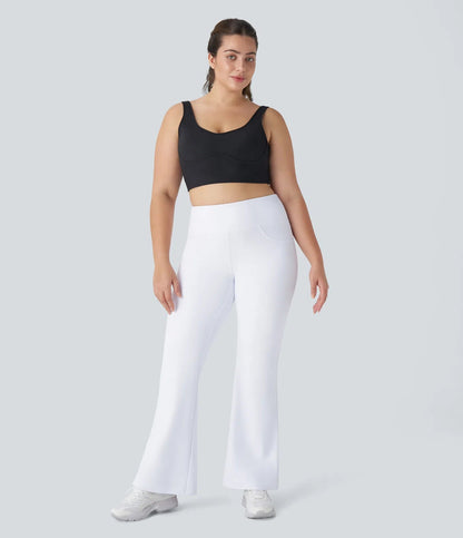 High Waisted Back Pocket Flare Yoga Leggings - Lixoval