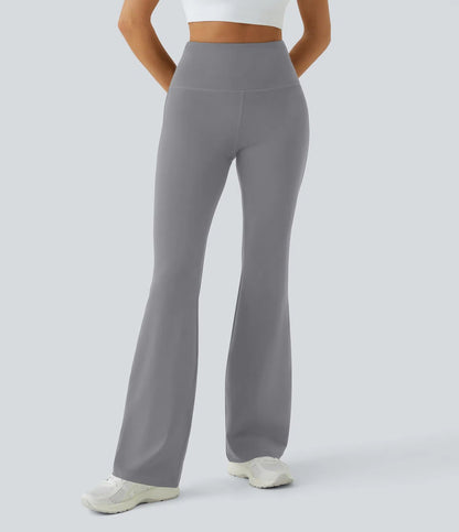 High Waisted Back Pocket Plain Slight Flare Leggings - Lixoval