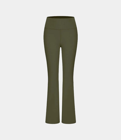 High Waisted Back Pocket Plain Slight Flare Leggings - Lixoval