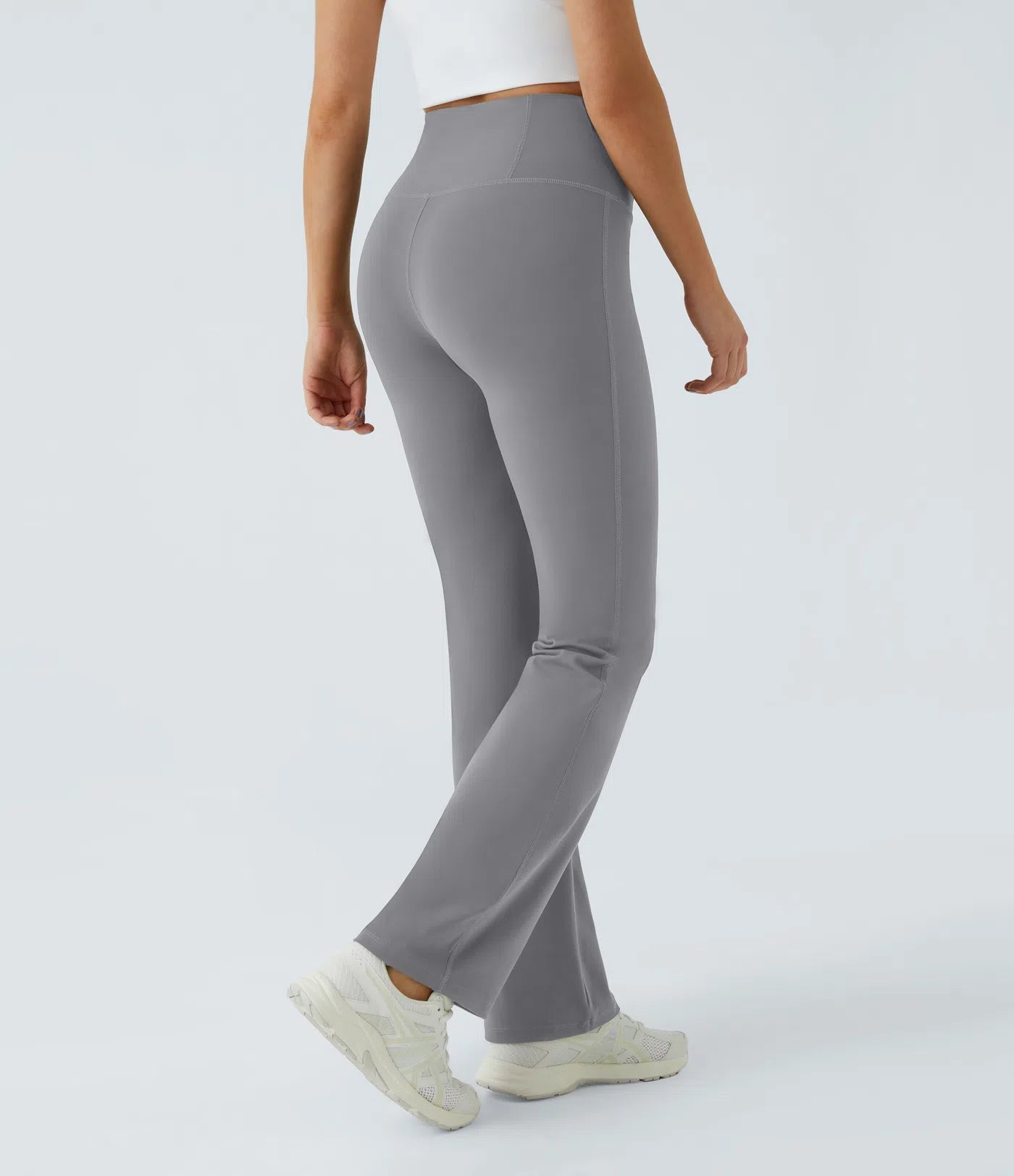 High Waisted Back Pocket Plain Slight Flare Leggings - Lixoval