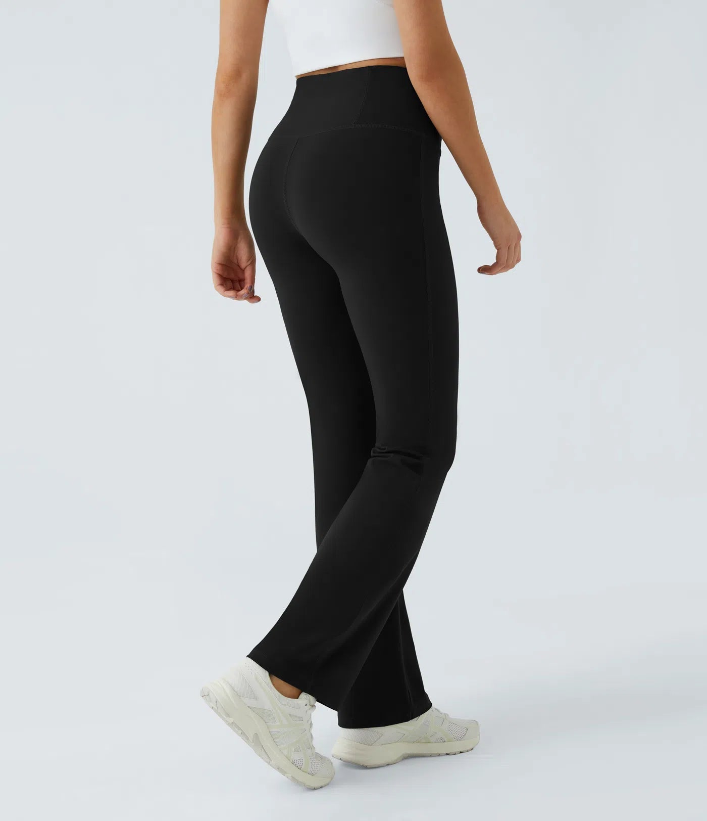 High Waisted Back Pocket Plain Slight Flare Leggings - Lixoval