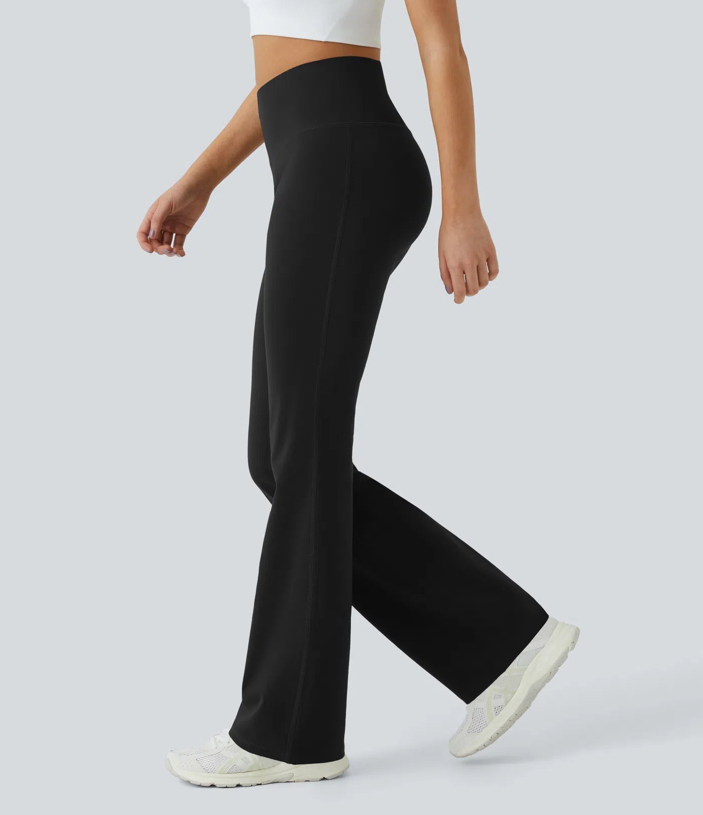 High Waisted Back Pocket Plain Slight Flare Leggings - Lixoval