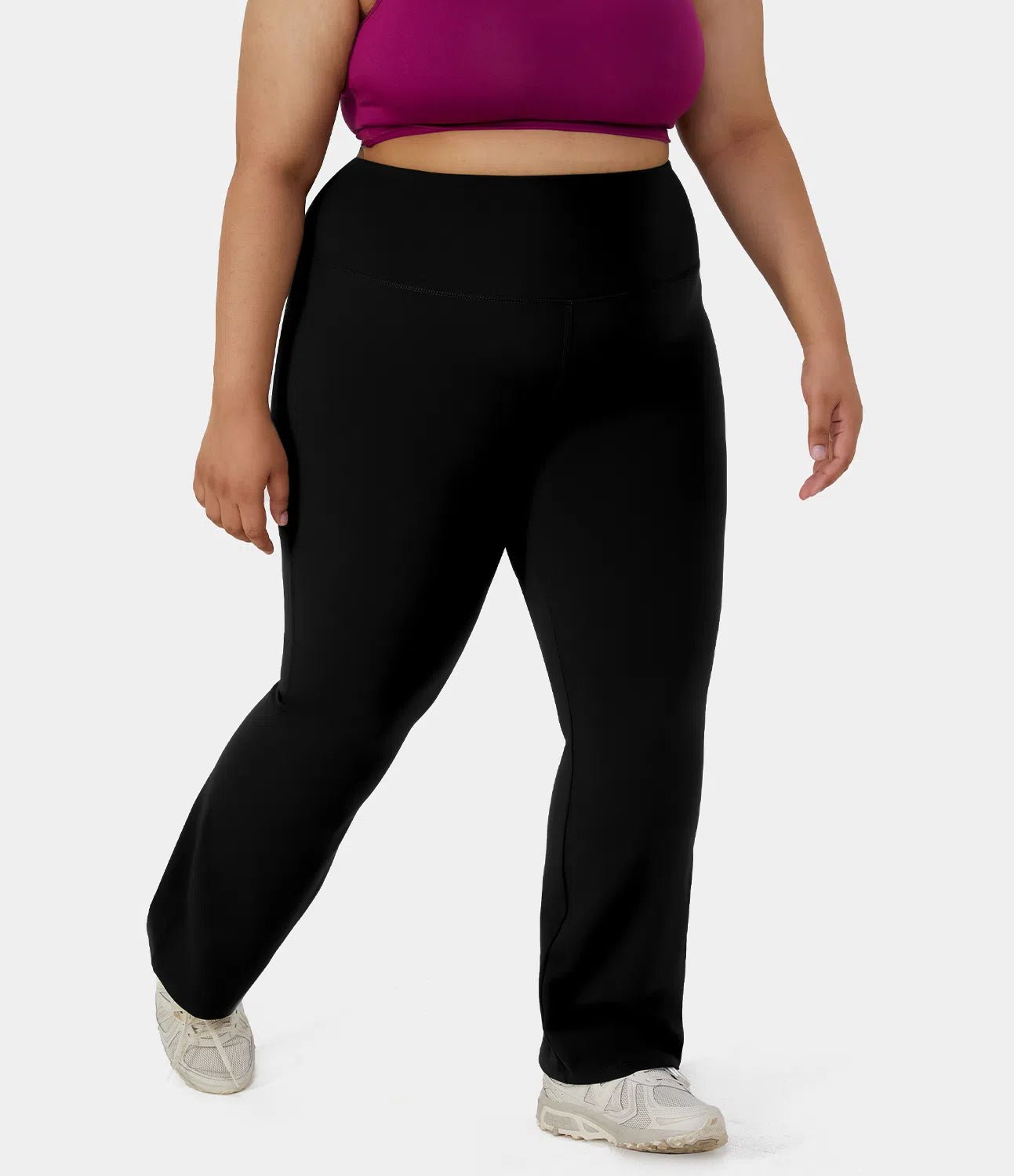 High Waisted Back Pocket Plain Slight Flare Leggings - Lixoval