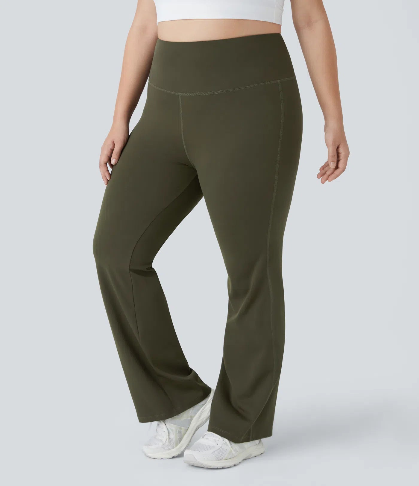 High Waisted Back Pocket Plain Slight Flare Leggings - Lixoval