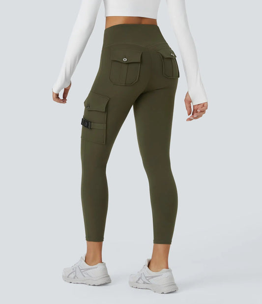 High Waisted Cargo Pocket Yoga 7/8 Leggings - Lixoval