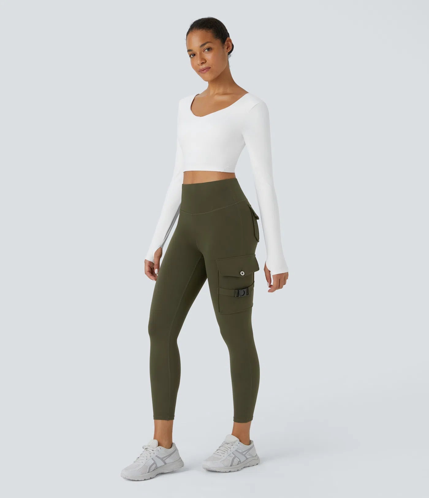 High Waisted Cargo Pocket Yoga 7/8 Leggings - Lixoval