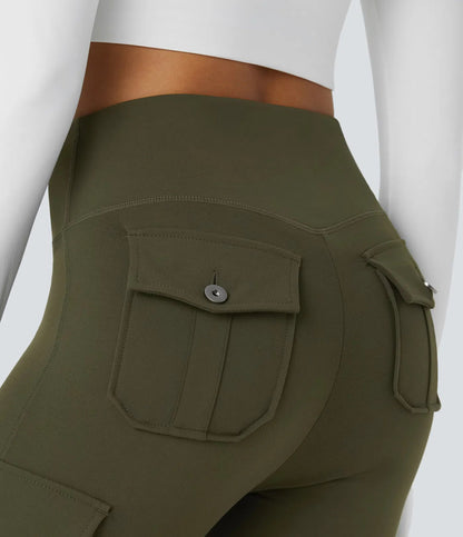 High Waisted Cargo Pocket Yoga 7/8 Leggings - Lixoval