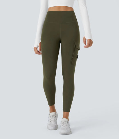 High Waisted Cargo Pocket Yoga 7/8 Leggings - Lixoval