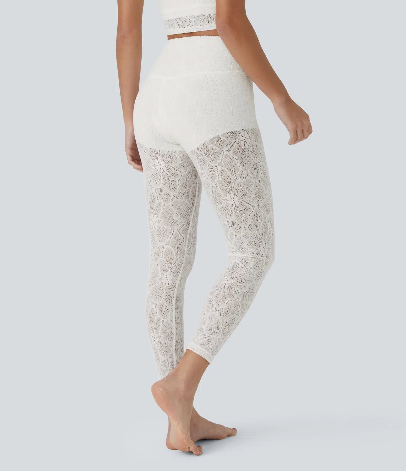 High Waisted Crossover 2 - in - 1 7/8 Lace Casual Leggings - Lixoval