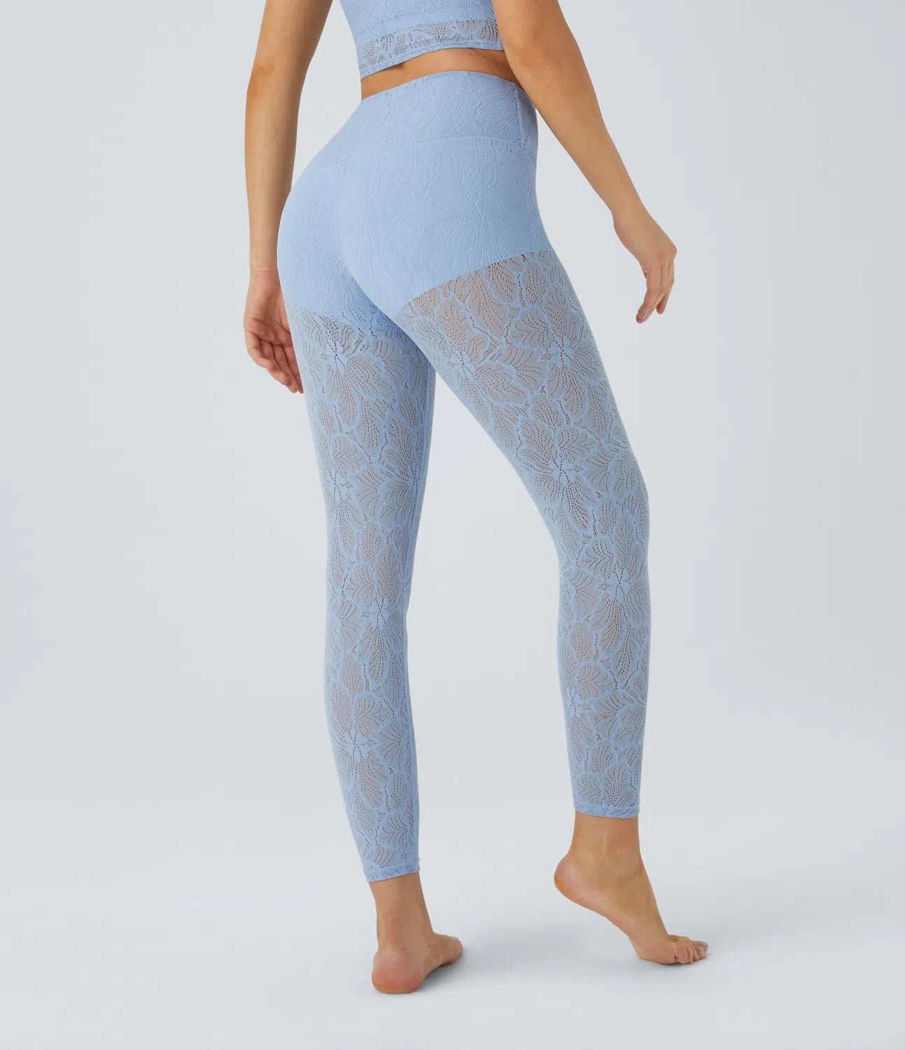 High Waisted Crossover 2 - in - 1 7/8 Lace Casual Leggings - Lixoval