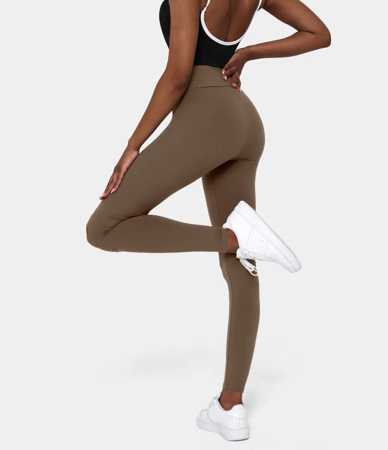 High Waisted Ripped Solid Casual Leggings - Lixoval