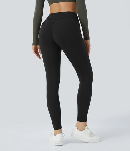 High Waisted Ripped Solid Casual Leggings - Lixoval